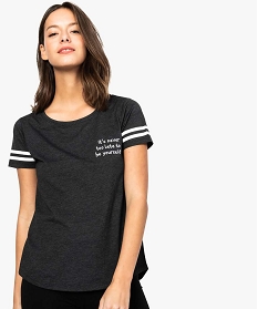 tee-shirt femme imprime coupe loose et dos long gris t-shirts manches courtes7686301_1