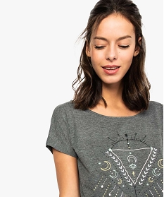 tee-shirt femme loose imprime a manches courtes chauve-souris gris7686701_2