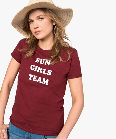 tee-shirt femme a manches courtes imprime sur lavant rouge7687501_1