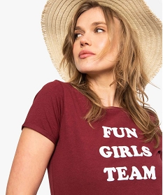 tee-shirt femme a manches courtes imprime sur lavant rouge t-shirts manches courtes7687501_2