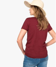 tee-shirt femme a manches courtes imprime sur lavant rouge7687501_3