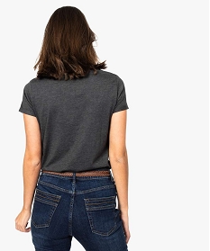 tee-shirt femme a manches courtes imprime sur lavant noir7687601_3