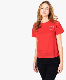 tee-shirt femme fluide a manches courtes avec imprime rouge t-shirts manches courtes7687901_1
