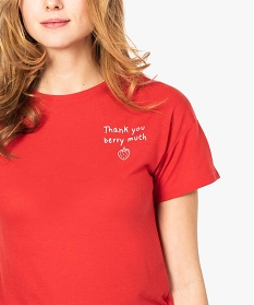 tee-shirt femme fluide a manches courtes avec imprime rouge7687901_2