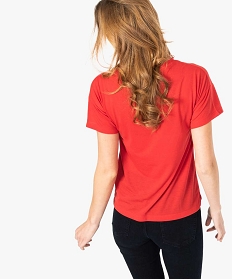tee-shirt femme fluide a manches courtes avec imprime rouge7687901_3