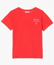 tee-shirt femme fluide a manches courtes avec imprime rouge7687901_4