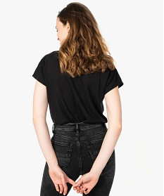 tee-shirt femme loose a manches courtes avec inscription noir t-shirts manches courtes7688301_3