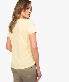 tee-shirt femme a manches courtes imprime esprit sportif jaune t-shirts manches courtes7688501_3