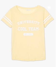 tee-shirt femme a manches courtes imprime esprit sportif jaune t-shirts manches courtes7688501_4