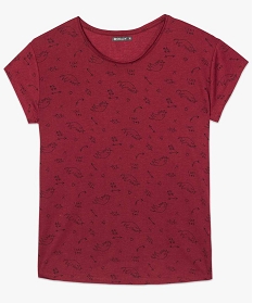 tee-shirt femme loose a manches courtes avec inscription rouge7690401_4