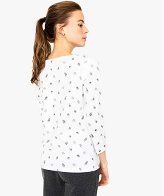 tee-shirt femme en coton bio imprime a manches longues blanc7693401_3