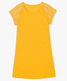 robe tee-shirt femme avec manches courtes en dentelle jaune robes7699401_4