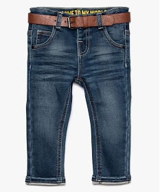 jean bebe garcon coupe slim avec ceinture aspect cuir bleu jeans7701601_1