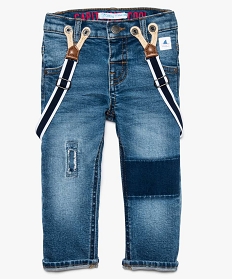 jean bebe garcon avec marques dusure et bretelles bleu jeans7702101_1