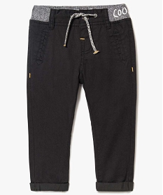 pantalon bebe garcon en coton double avec taille elastique gris pantalons7702601_1