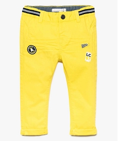 pantalon en toile unie pour bebe - lulu castagnette jaune pantalons7702901_1