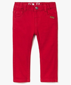 pantalon bebe garcon en coton stretch coupe slim fit rouge pantalons7703201_1