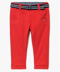 pantalon garcon chino avec revers et ceinture rouge7703301_1