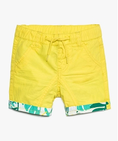 bermuda bebe garcon reversible uni et motifs tropicaux jaune7706201_1