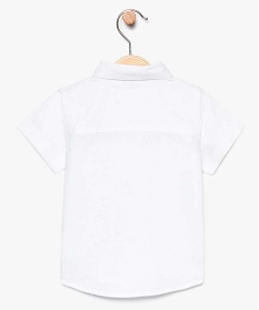 chemise garcon manches courtes en lin et coton blanc7706401_2
