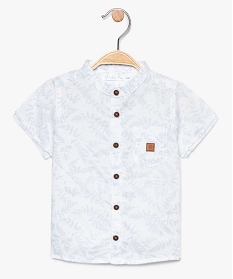 chemise bebe garcon en lin a col mao et motif feuilles imprime7706501_1