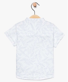 chemise bebe garcon en lin a col mao et motif feuilles imprime7706501_2