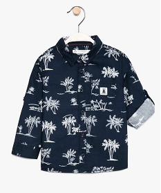 chemise bebe garcon motif palmiers - lulu castagnette bleu7706601_1