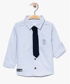 chemise bebe garcon en toile texturee avec cravate bleu7707201_1