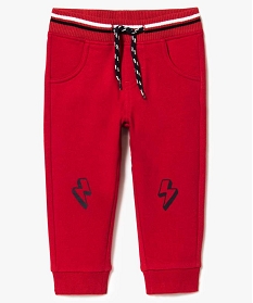 pantalon de jogging bebe en molleton avec motif sur les genoux rouge joggings7708701_1