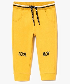 pantalon de jogging bebe en molleton avec motif sur les genoux jaune joggings7708801_1
