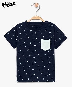 tee-shirt en coton bio pour bebe garcon avec motifs cactus bleu7714601_1