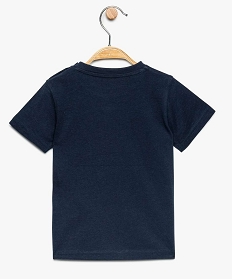 tee-shirt bebe garcon en coton bio avec inscription multicolore bleu7715501_2