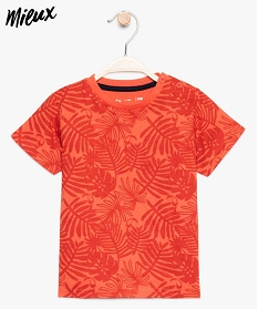 tee-shirt bebe garcon en coton bio avec motifs feuillage orange7715701_1