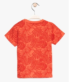 tee-shirt bebe garcon en coton bio avec motifs feuillage orange7715701_2