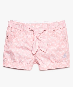 short bebe fille avec ceinture en toile imprimee - lulu castagnette rose shorts7720201_1
