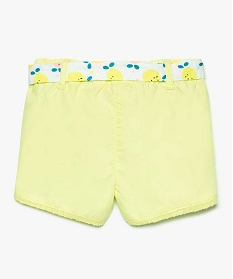 short bebe fille avec finitions dentelle et ceinture imprimee jaune shorts7720501_2