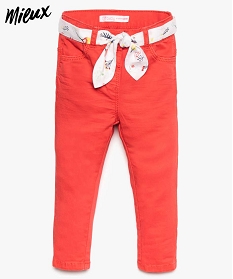 pantalon en coton bio pour bebe fille avec ceinture a nouer rouge7723301_1