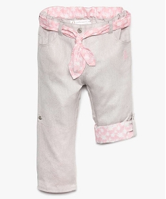 pantalon bebe fille en lin et coton paillete - lulu castagnette gris pantalons7723401_1