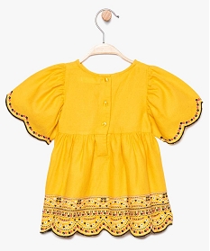 blouse bebe fille a fronces et motifs jaune7723901_2