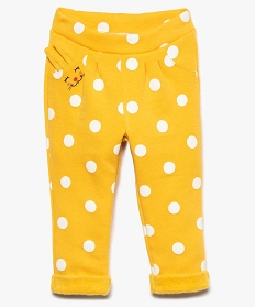 pantalon bebe fille en molleton coupe carotte motif pois jaune leggings7726701_1