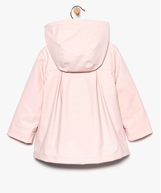 Manteau Bebe Fille Deperlant Poches Nuages Et Doublure Rayee Rose Bebe Gemo