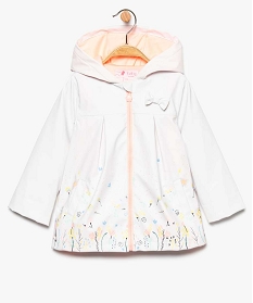 manteau bebe fille deperlant a motif fleurs et coupe trapeze blanc7727501_1