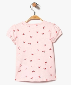 tee-shirt bebe fille a manches ballon et motifs en coton bio rose tee-shirts manches courtes7729301_2