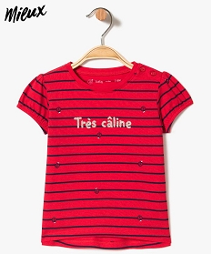 tee-shirt bebe fille a manches ballon et motifs en coton bio rouge tee-shirts manches courtes7729401_1