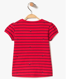 tee-shirt bebe fille a manches ballon et motifs en coton bio rouge tee-shirts manches courtes7729401_2