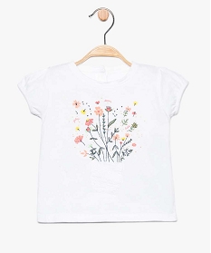 tee-shirt bebe fille a manches courtes avec motifs fleuris blanc7729501_1