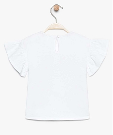 tee-shirt bebe fille avec motif fleuris et manches a volants blanc7730601_2