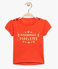 tee-shirt bebe fille imprime a manches ballons rouge7730801_1