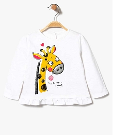 tee-shirt a manches longues avec motif girafe blanc7731101_1