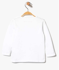 tee-shirt bebe fille imprime avec fronces aux epaules blanc7732201_2